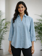 Firozi Airy Linen Pleated Cotton Top