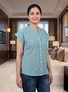 Green Stripe Cotton Top