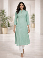 Green South Cotton Straight Kurti