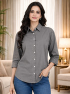 Grey Loose-Fit Over Size Cotton Shirt