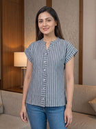 Grey Stripe Cotton Top