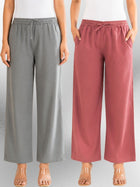 Grey & MauvePink Cotton Twill Pyjama Pants Combo