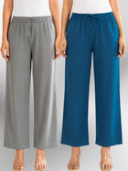 Grey & TealBlue Cotton Twill Pyjama Pants Combo
