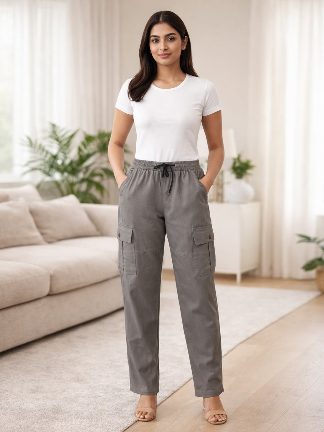 Bundle of 2 Grey & Melange Utility 5-Pocket Cargo Pants