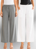 Grey & White Cotton Twill Pyjama Pants Combo