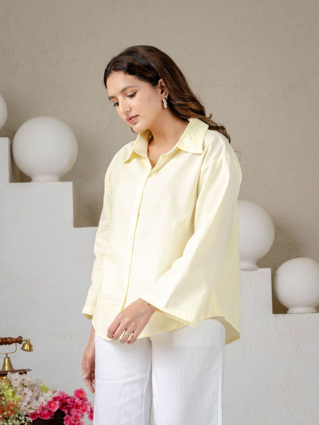 Lemon Cotton bell Sleeves Shirts