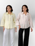 Bundle of 2 Lemon & Light Pink Cotton Bell Sleeves Shirt