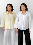 Bundle of 2 Lemon & White Cotton Bell Sleeves Shirt