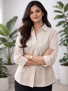 Light Pink Airy Linen Pleated Cotton Top