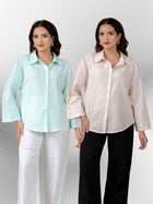 Bundle of 2 Light Blue & Light Pink Cotton Bell Sleeves Shirt
