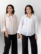 Bundle of 2 Light Pink & White Cotton Bell Sleeves Shirt