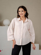 Light Pink Cotton Oversized Bell Sleeves Shirts