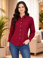 Maroon Loose-Fit Over Size Cotton Shirt