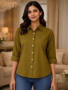 Mehndi Loose-Fit Over Size Cotton Shirt