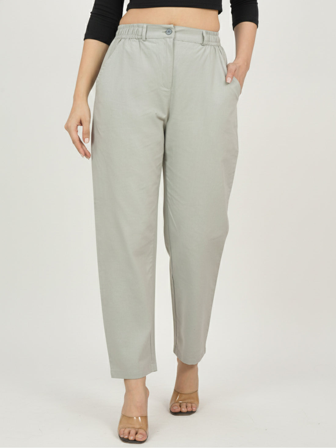 Bundle of 2 Melange & Wine Cotton Pants With Zip Closure
