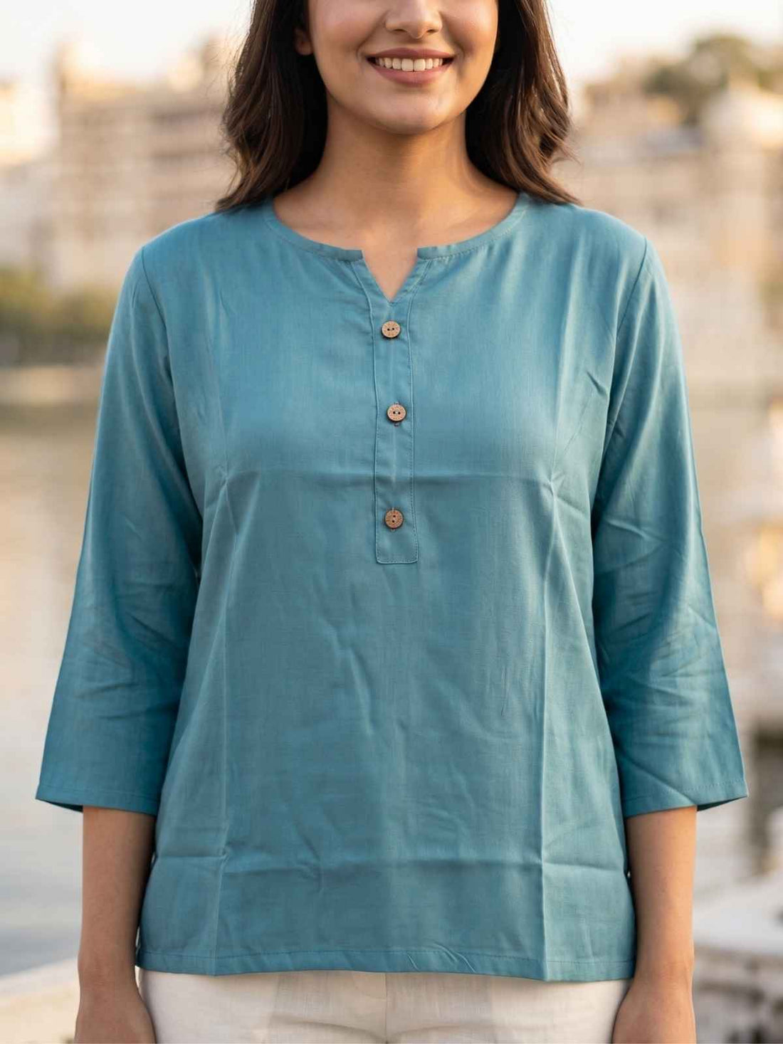 Women Light Grey Rayon Short Kurti