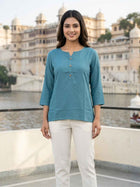 Women Light Grey Rayon Short Kurti