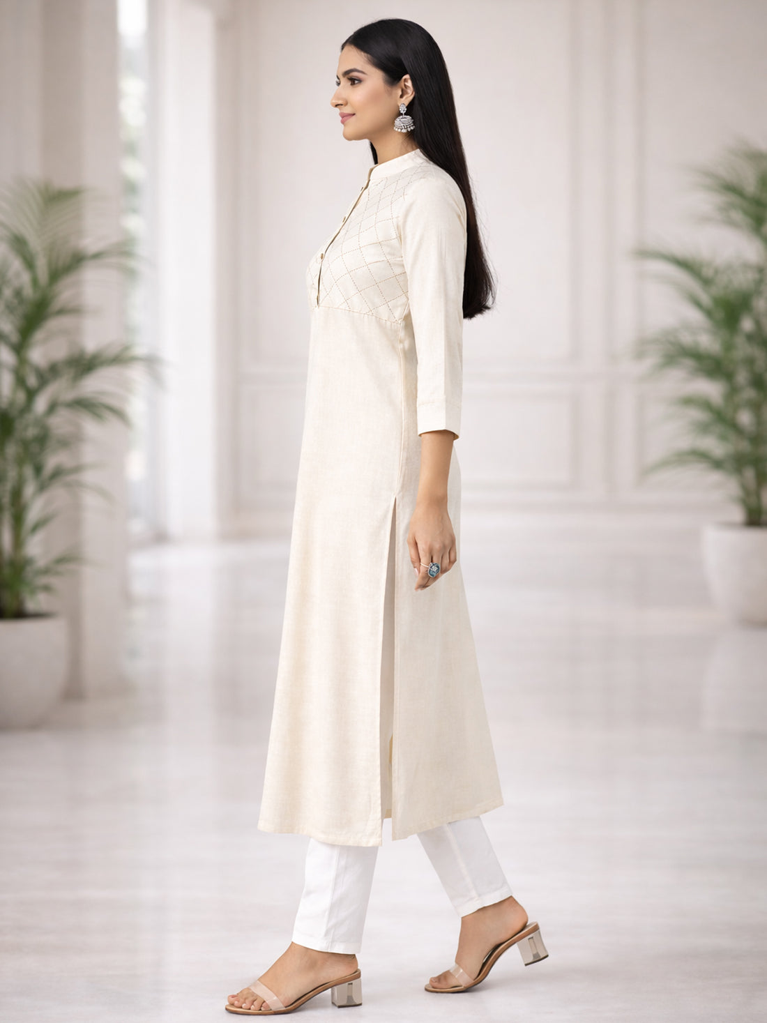 OffWhite South Cotton Straight Kurti