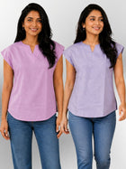 Pink & Purple Cotton Blends Tops Combo
