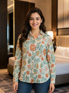 Women Printed Collar Cotton Shirts CM-002