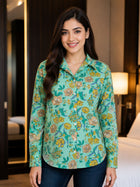 Women Printed Collar Cotton Shirts CM-014