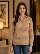 Women Printed Collar Cotton Shirts CM-015