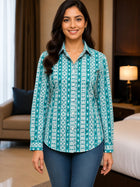 Women Printed Collar Cotton Shirts CM-029