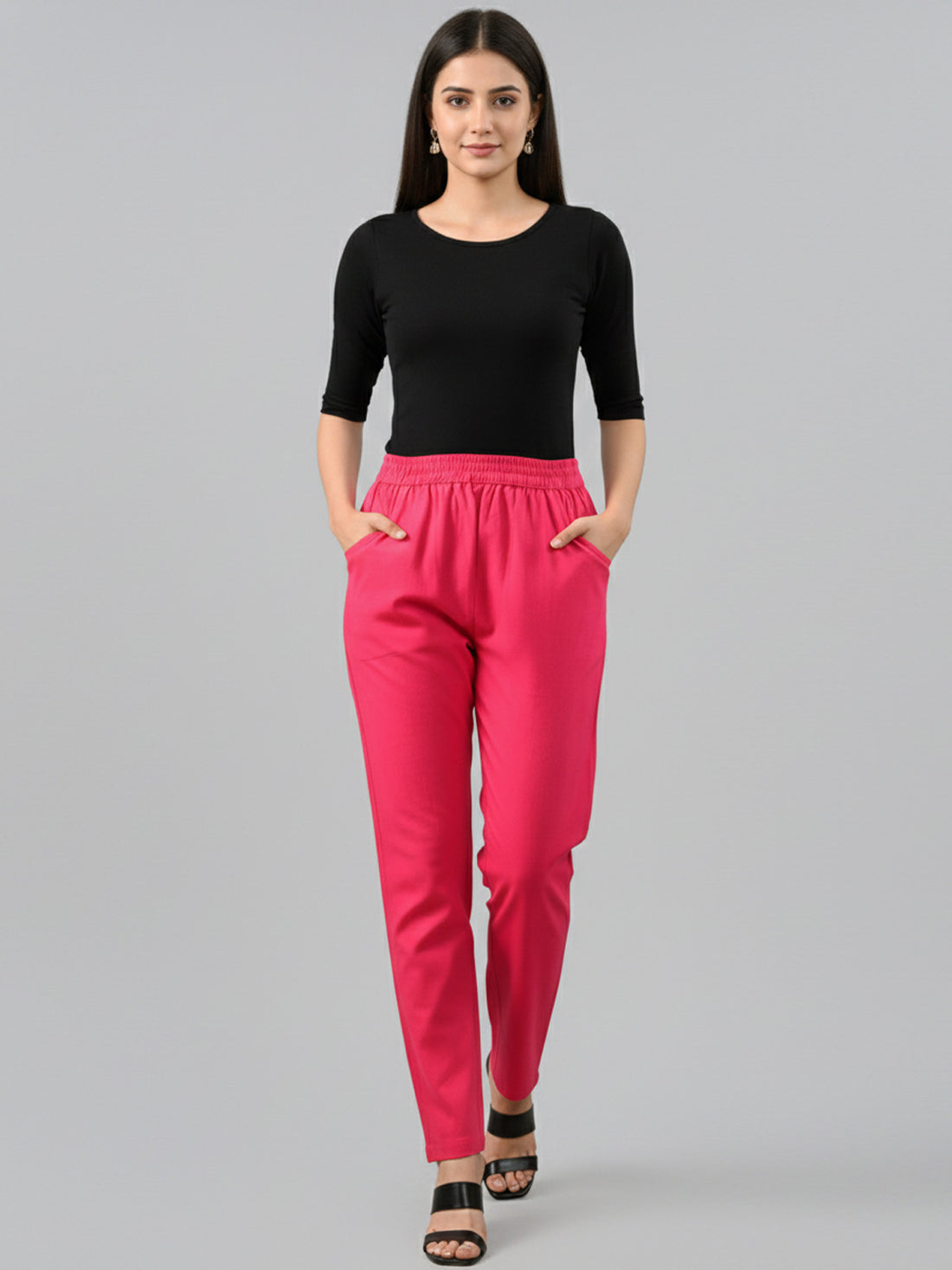 Bundle of 2 Rani & NavyBlue Everyday Cotton Round Elastic Trousers