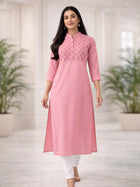Red South Cotton Straight Kurti