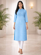 SkyBlue South Cotton Straight Kurti