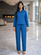 Teal Blue Shirt & Trouser Set