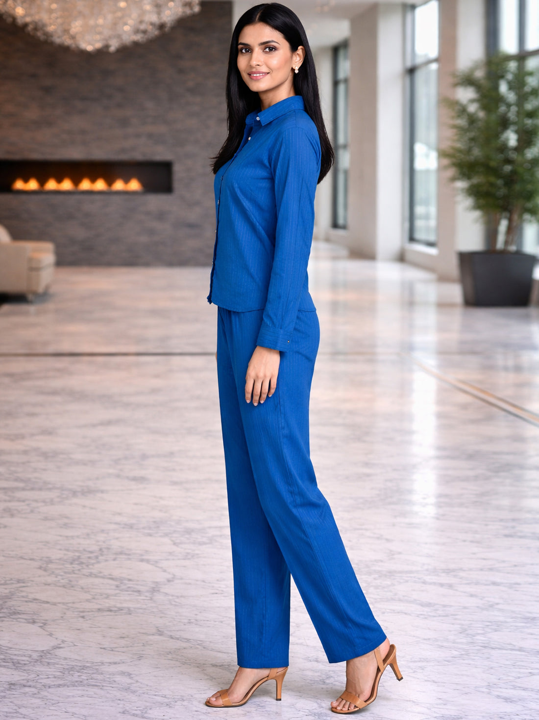 Teal Blue Shirt & Trouser Set