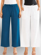 TealBlue & White Cotton Twill Pyjama Pants Combo