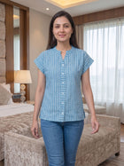 Turquoise Stripe Cotton Top