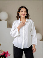 White Cotton Oversized Bell Sleeves Shirts