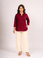 Wine Cotton Comfort Tops