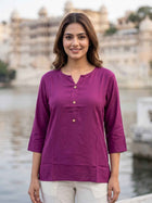 Women Wine Rayon Short Kurti