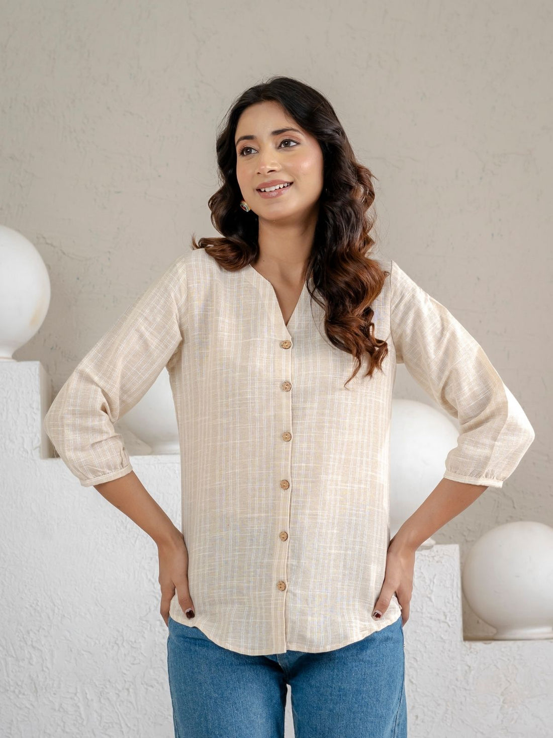 Brown Striped  Shirt