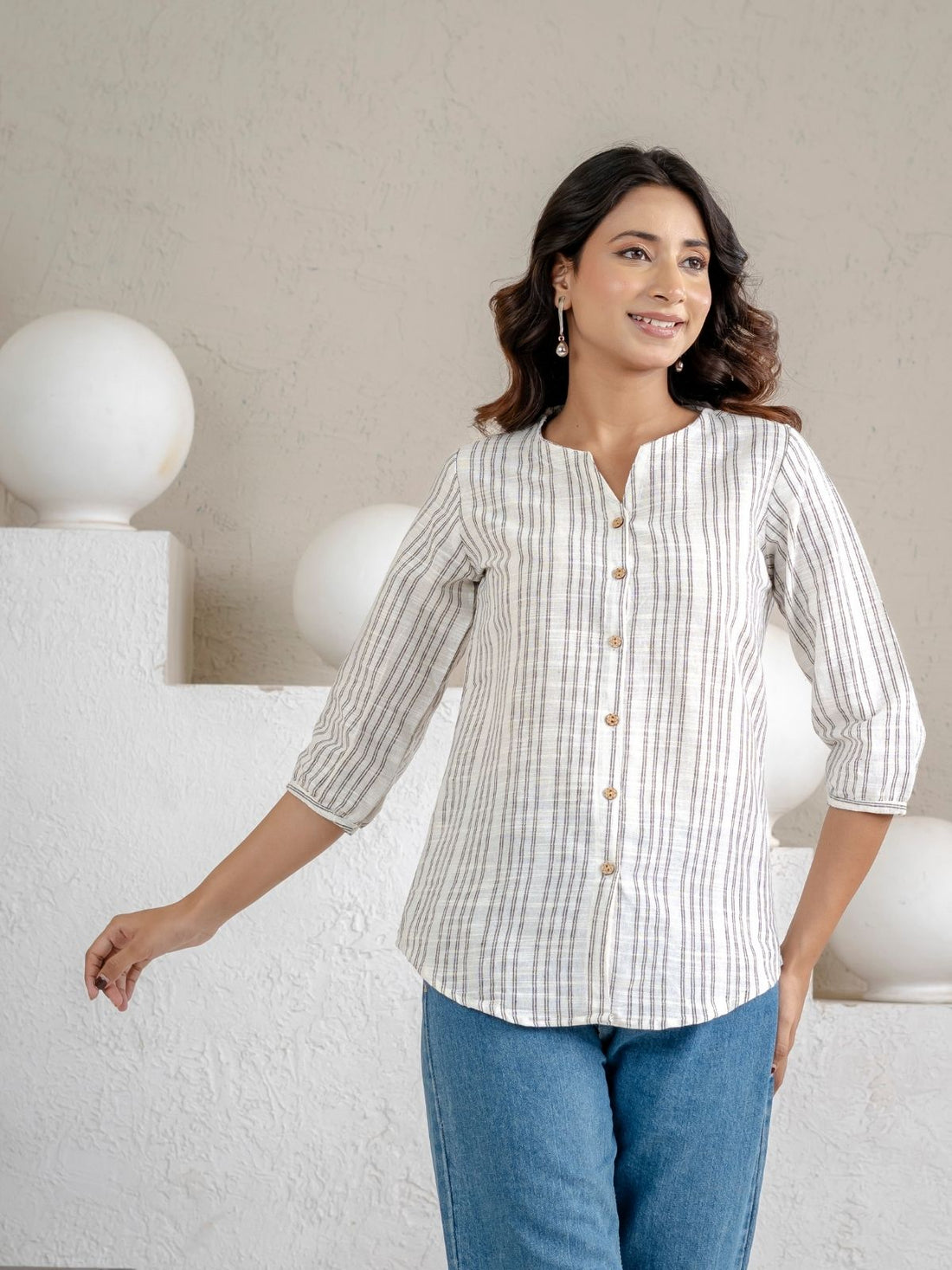 Light Pink & Light Grey Striped Cotton Casual Shirts Combo