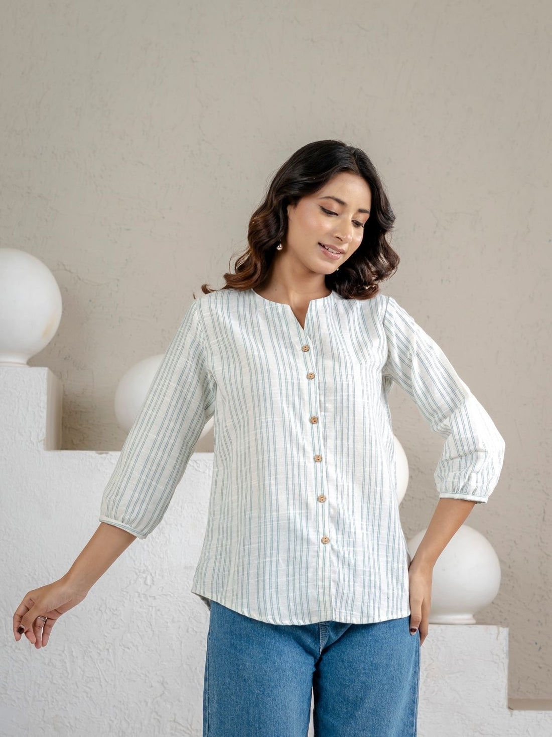 Green Striped  Shirt