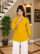 Yellow Cotton Comfort Tops