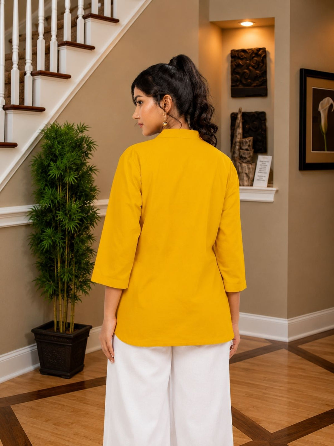 Yellow Cotton Comfort Tops
