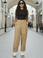 Beige Everyday Cotton Straight Cargo Pant