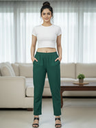 Everyday Bottle Green Cotton Fully Elastic Trouser