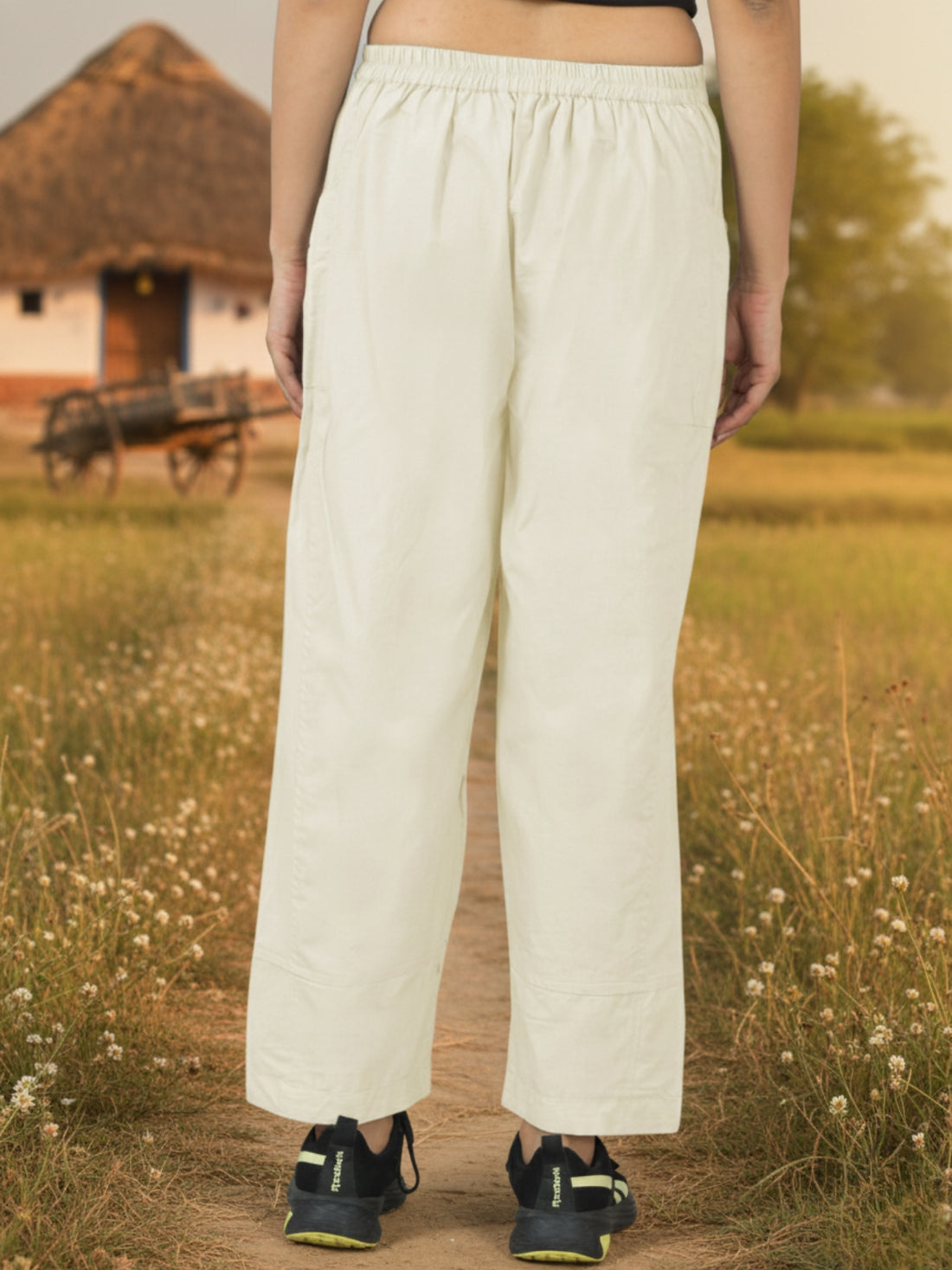 Cream & Wine Side Pocket Straight Cargo Pants Combo