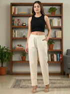 Everyday Cream Cotton Fully Elastic Trouser