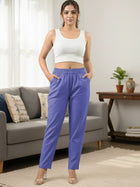 Everyday Denim Blue Cotton Fully Elastic Trouser