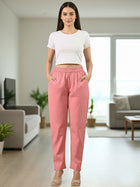 Everyday Mauve Pink Cotton Fully Elastic Trouser