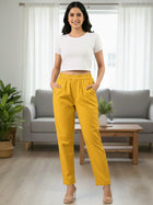 Everyday Mustard Cotton Fully Elastic Trouser