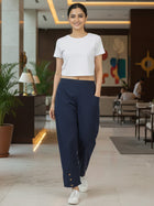 Navy Blue Everyday Cotton Straight Cargo Pant